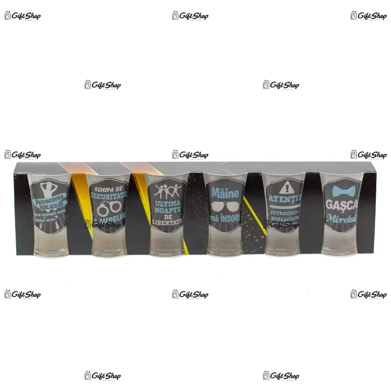 Petrecerea burlacilor, set 6 pahare pentru tarie